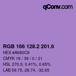 カラーコード: RGB 166 128.2 201.6 | qconv.com