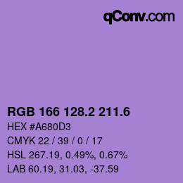カラーコード: RGB 166 128.2 211.6 | qconv.com