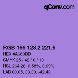 カラーコード: RGB 166 128.2 221.6 | qconv.com