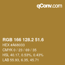 カラーコード: RGB 166 128.2 51.6 | qconv.com