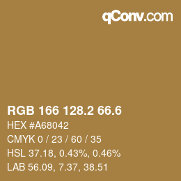 カラーコード: RGB 166 128.2 66.6 | qconv.com