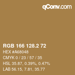 カラーコード: RGB 166 128.2 72 | qconv.com