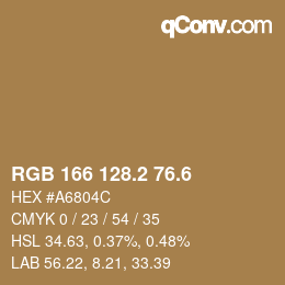 カラーコード: RGB 166 128.2 76.6 | qconv.com