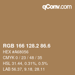 カラーコード: RGB 166 128.2 86.6 | qconv.com