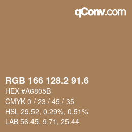 カラーコード: RGB 166 128.2 91.6 | qconv.com