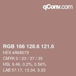 カラーコード: RGB 166 128.6 121.6 | qconv.com