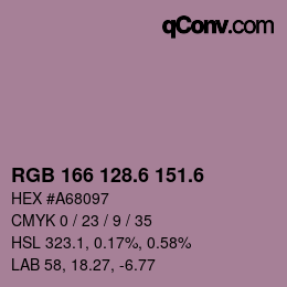 カラーコード: RGB 166 128.6 151.6 | qconv.com