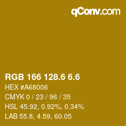 カラーコード: RGB 166 128.6 6.6 | qconv.com
