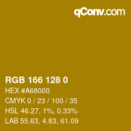 Color code: RGB 166 128 0 | qconv.com