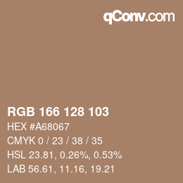 Color code: RGB 166 128 103 | qconv.com