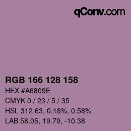 カラーコード: RGB 166 128 158 | qconv.com