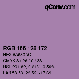 カラーコード: RGB 166 128 172 | qconv.com