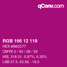 カラーコード: RGB 166 12 119 | qconv.com