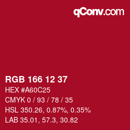 Color code: RGB 166 12 37 | qconv.com