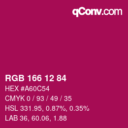 Color code: RGB 166 12 84 | qconv.com