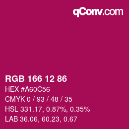 Color code: RGB 166 12 86 | qconv.com