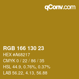颜色代码: RGB 166 130 23 | qconv.com
