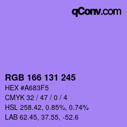 Color code: RGB 166 131 245 | qconv.com