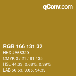 Color code: RGB 166 131 32 | qconv.com