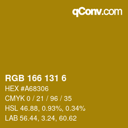 カラーコード: RGB 166 131 6 | qconv.com