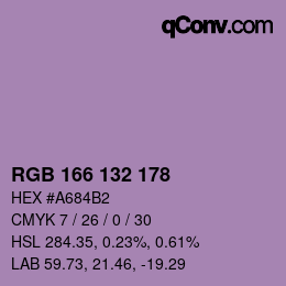 Color code: RGB 166 132 178 | qconv.com