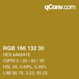カラーコード: RGB 166 132 30 | qconv.com