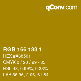 Color code: RGB 166 133 1 | qconv.com