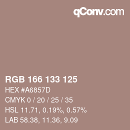 Código de color: RGB 166 133 125 | qconv.com