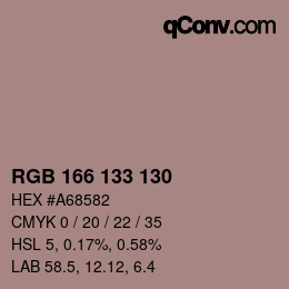 Color code: RGB 166 133 130 | qconv.com