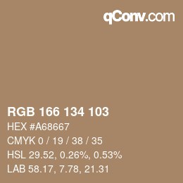 カラーコード: RGB 166 134 103 | qconv.com