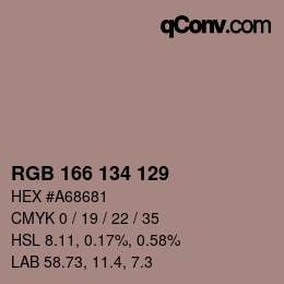 Color code: RGB 166 134 129 | qconv.com