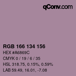 Color code: RGB 166 134 156 | qconv.com