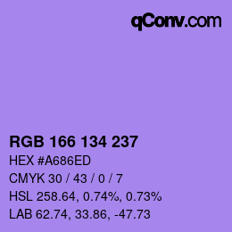 Color code: RGB 166 134 237 | qconv.com