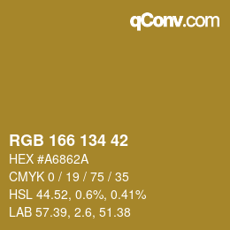 Color code: RGB 166 134 42 | qconv.com