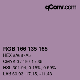 Color code: RGB 166 135 165 | qconv.com