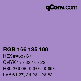 Farbcode: RGB 166 135 199 | qconv.com