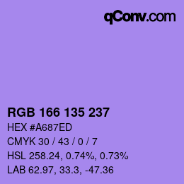 Color code: RGB 166 135 237 | qconv.com