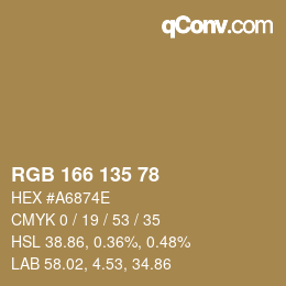 Código de color: RGB 166 135 78 | qconv.com