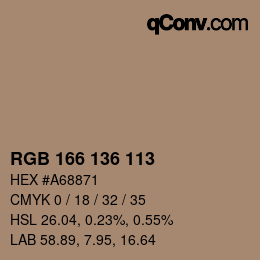 Color code: RGB 166 136 113 | qconv.com