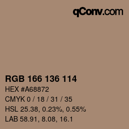 Color code: RGB 166 136 114 | qconv.com