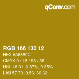 Color code: RGB 166 136 12 | qconv.com
