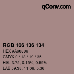 Color code: RGB 166 136 134 | qconv.com