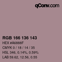 カラーコード: RGB 166 136 143 | qconv.com
