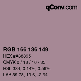 Color code: RGB 166 136 149 | qconv.com