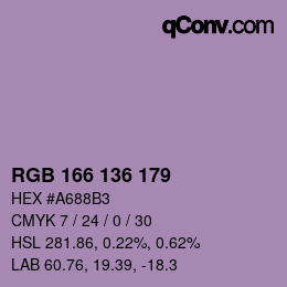 Color code: RGB 166 136 179 | qconv.com