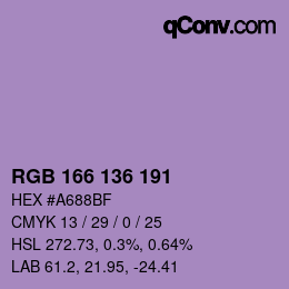 Color code: RGB 166 136 191 | qconv.com