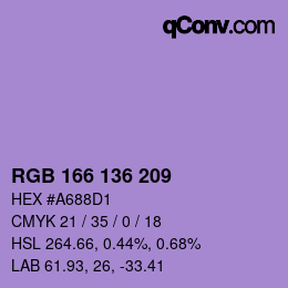 Color code: RGB 166 136 209 | qconv.com