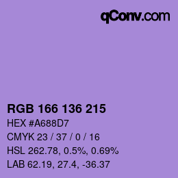 Color code: RGB 166 136 215 | qconv.com