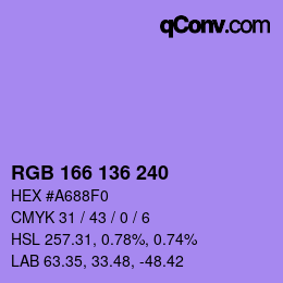 Color code: RGB 166 136 240 | qconv.com