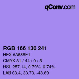 Color code: RGB 166 136 241 | qconv.com
